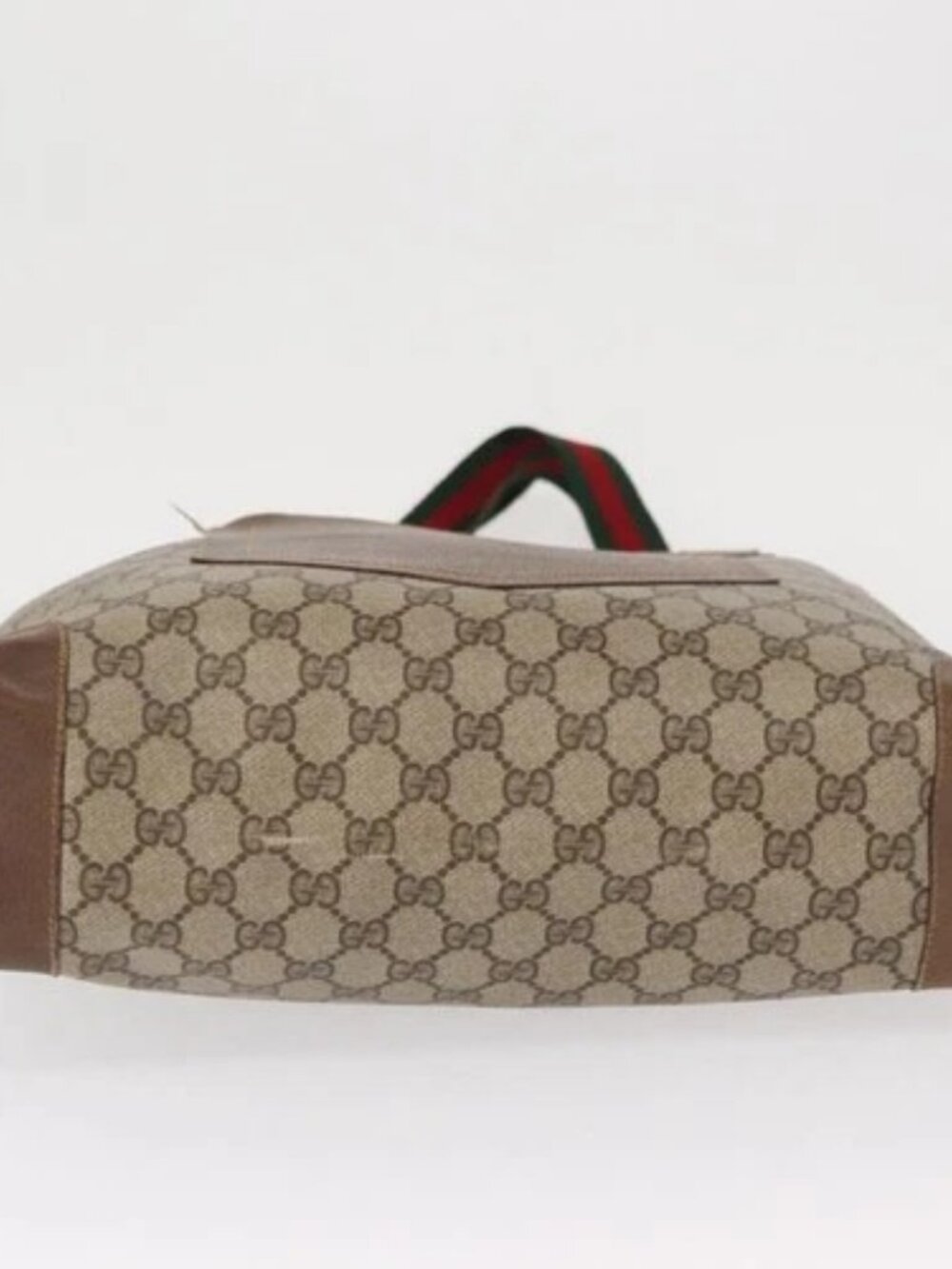 GUCCI GG Supreme Web Sherry Line Bag PVC Beige Gold Red 002 904 0222 Auth 166624 - Picture 9 of 15